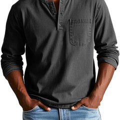 Lässiges Henleyshirt Herren in Schwarz