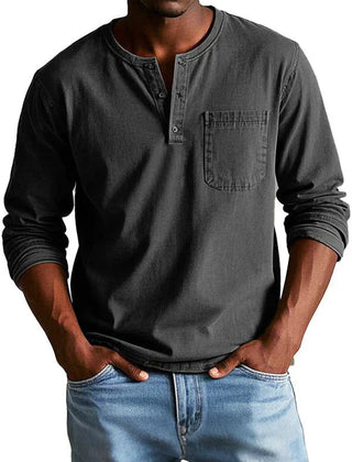 Lässiges Henleyshirt Herren in Schwarz