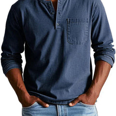 Lässiges Henleyshirt Herren in Marineblau