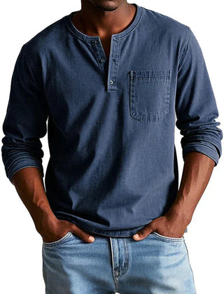 Lässiges Henleyshirt Herren in Marineblau