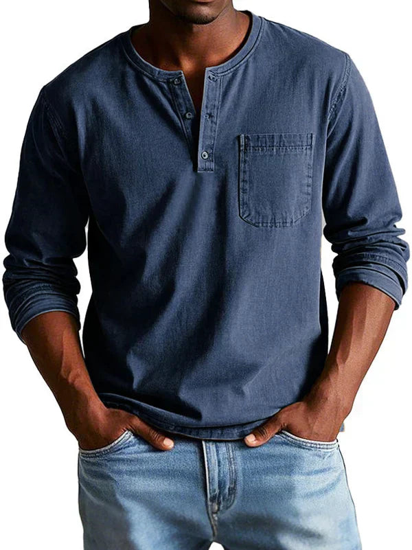Lässiges Henleyshirt Herren in Marineblau