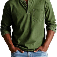 Lässiges Henleyshirt Herren in Armeegrün