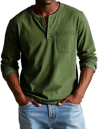 Lässiges Henleyshirt Herren in Armeegrün
