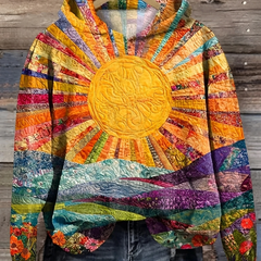 Kapuzenpullover mit buntem Sonnenaufgangsprint