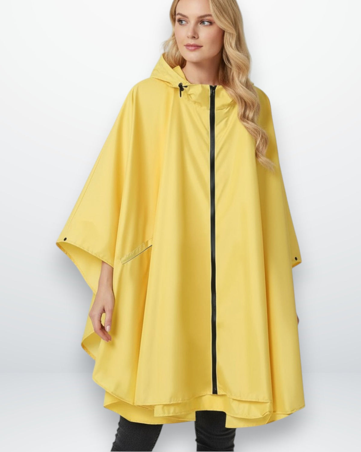 Wasserdichter Regenponcho für Damen mit Kapuze, Produktbild 2