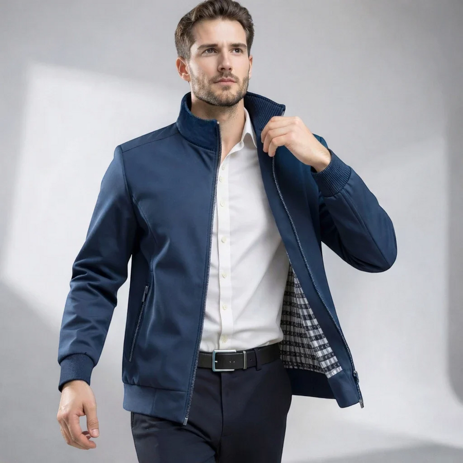 Blousonjacke für Herren mit Stehkragen und gestreiften Bündchen, Produktbild 1