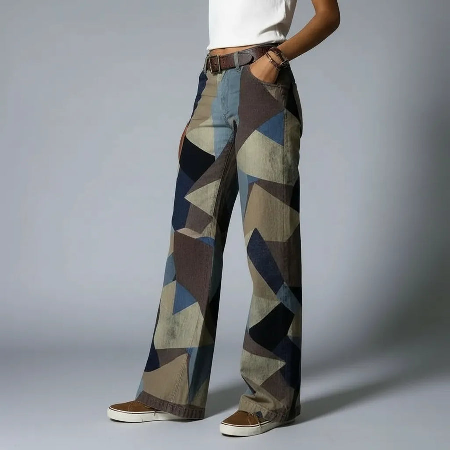 Weite Baggyjeans für Damen mit Blumendruck, Produktbild 2