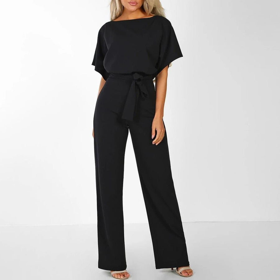 Kurzarm Jumpsuit Damen in Schwarz