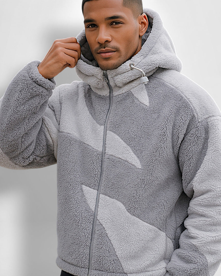 Fleecejacke für Herren mit Kapuze und Plüschoberfläche, Produktbild 1