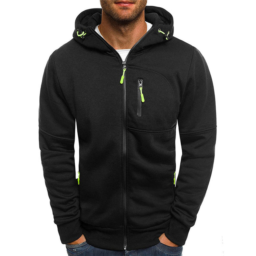 Lässiger Zip Hoodie Herren in Schwarz