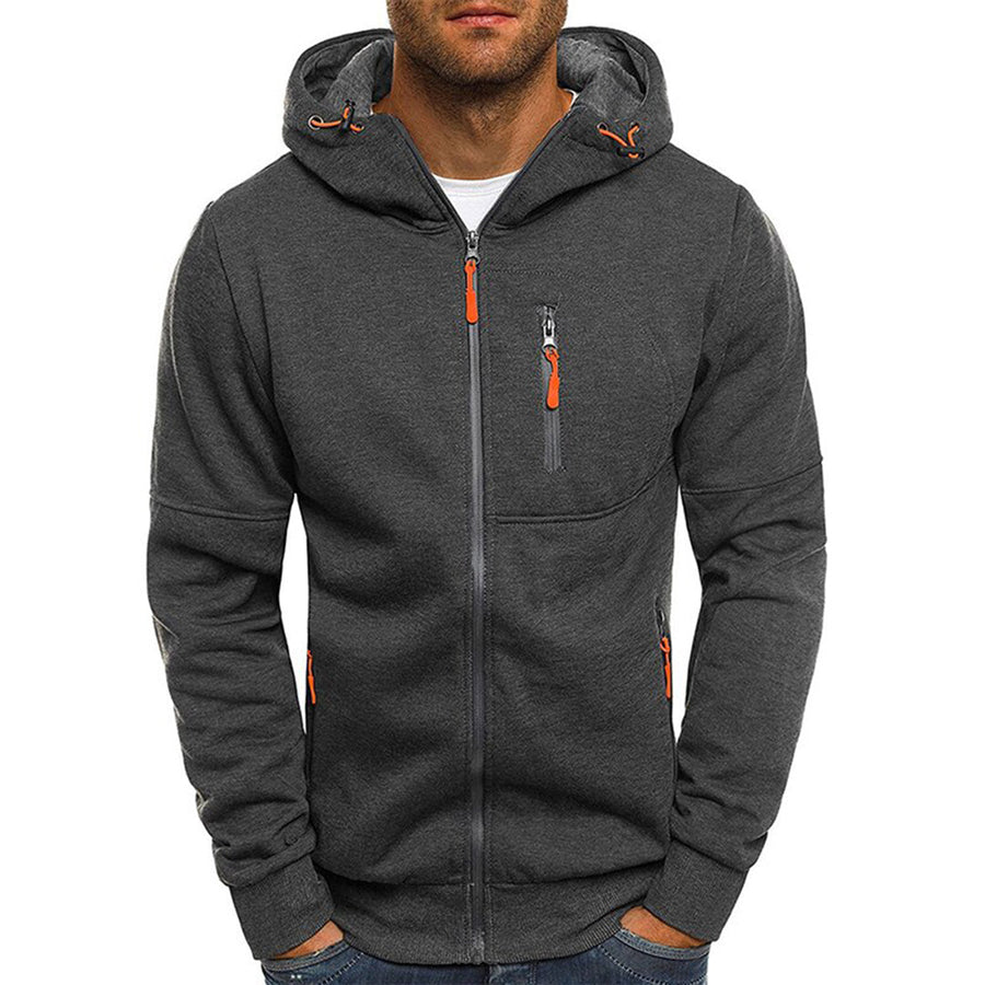 Lässiger Zip Hoodie Herren in Dunkelgrau