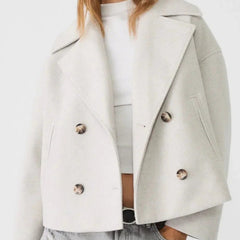 Kurze Damenjacke mit Reverskragen und doppelreihigem Verschluss, Produktbild 12