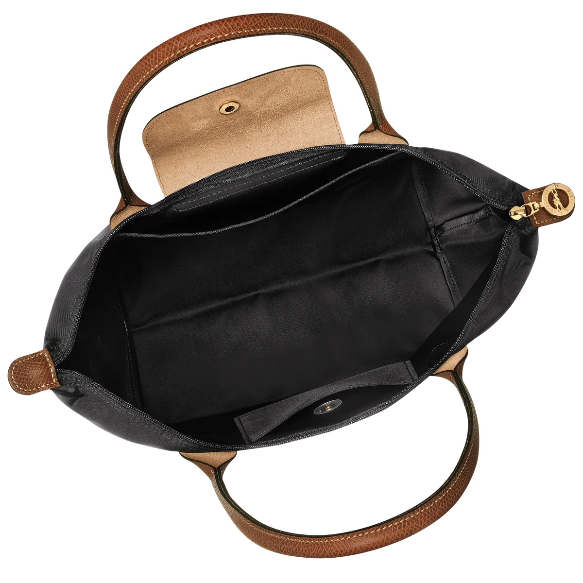 Faltbare Nylon Handtasche Damen in Schwarz, getragen