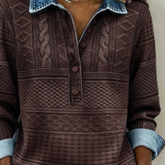 Zopfmusterpullover mit Jeanskragen