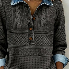 Zopfmusterpullover mit Jeanskragen
