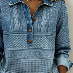 Zopfmusterpullover mit Jeanskragen