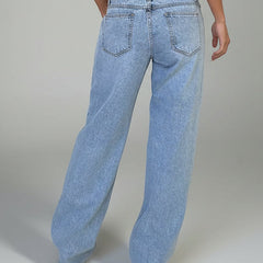 Jeans für Damen mit tiefem Bund und weitem Bein in Hellblau, Produktbild 2