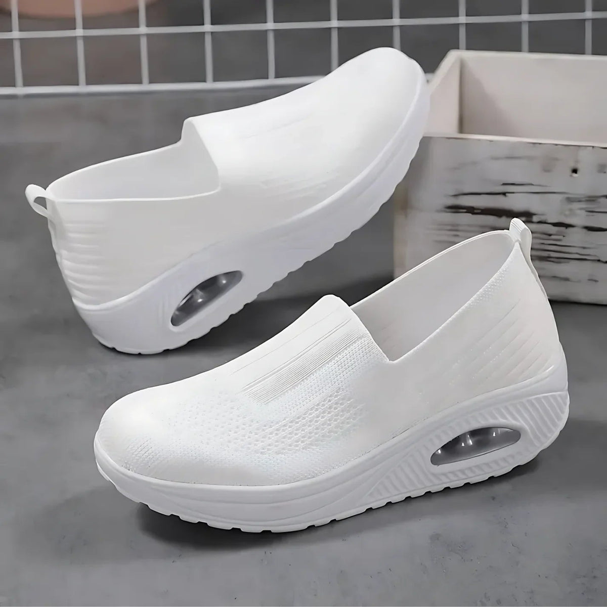 Schlupfschuhe Damen Gedämpfte Sohle in Weiß