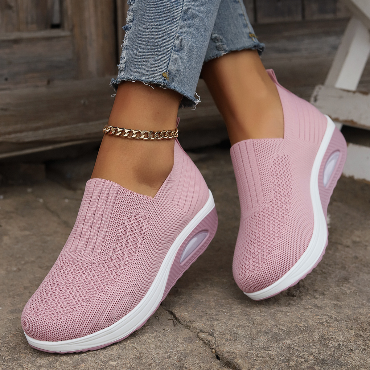 Schlupfschuhe Damen Gedämpfte Sohle in Rosa