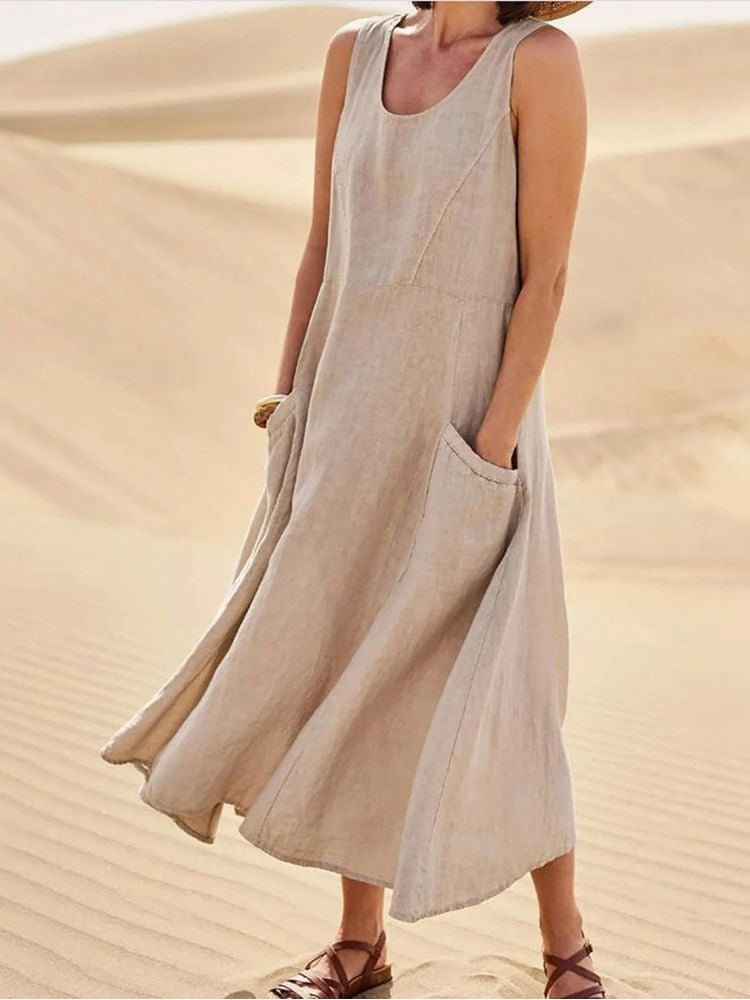 Ärmelloses Maxikleid Baumwolle