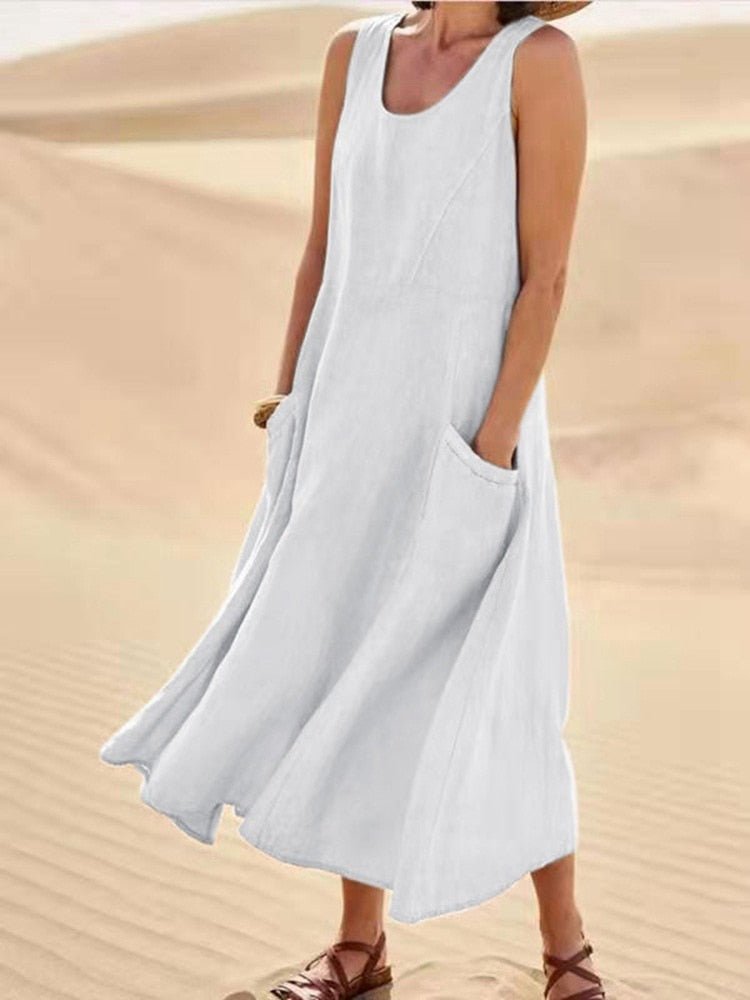 Ärmelloses Maxikleid Baumwolle