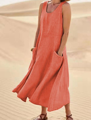Ärmelloses Maxikleid Baumwolle
