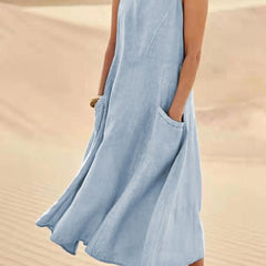 Ärmelloses Maxikleid Baumwolle