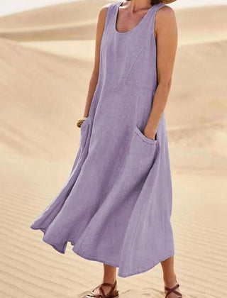 Ärmelloses Maxikleid Baumwolle