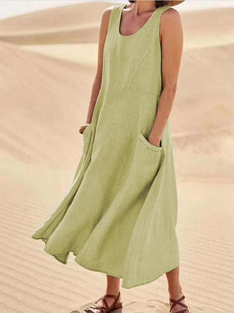 Ärmelloses Maxikleid Baumwolle