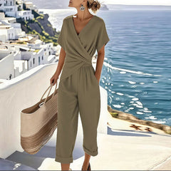 Wickeloptik Zweiteiler Damen in Khaki