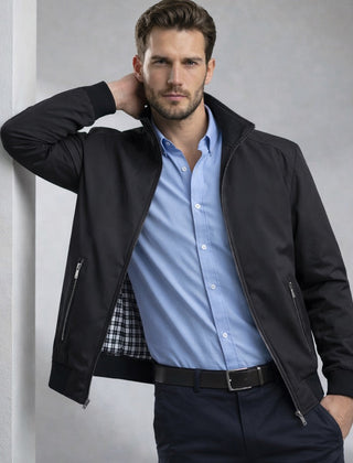 Blousonjacke für Herren mit Stehkragen und gestreiften Bündchen, Produktbild 3
