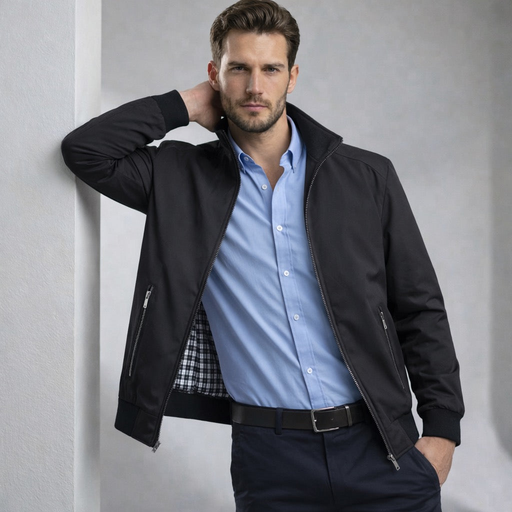 Blousonjacke für Herren mit Stehkragen und gestreiften Bündchen, Produktbild 3