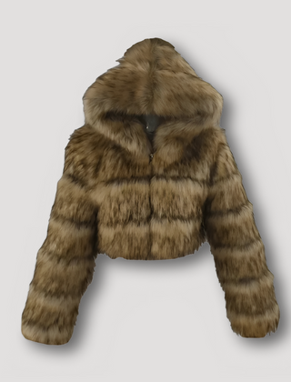 Kurze Kunstfelljacke Damen