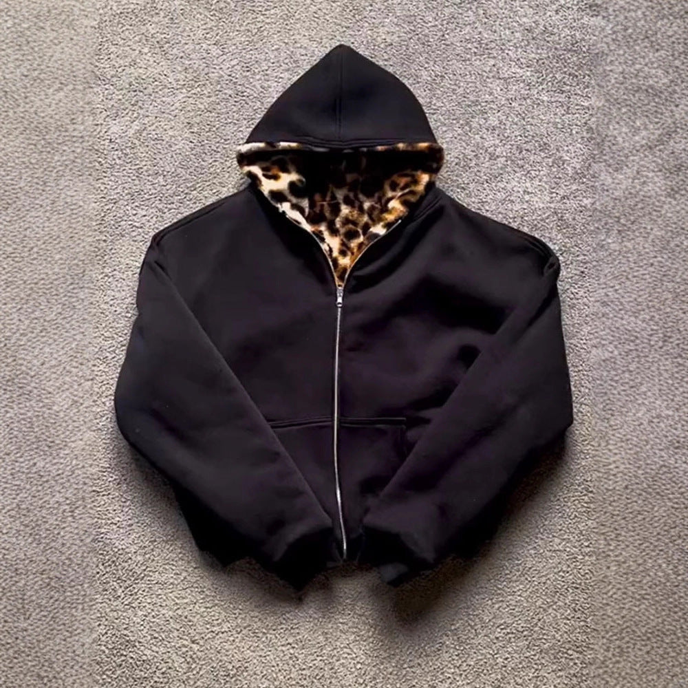 Wendebomberjacke für Damen mit Kapuze und Leopardenfutter, Produktbild 8
