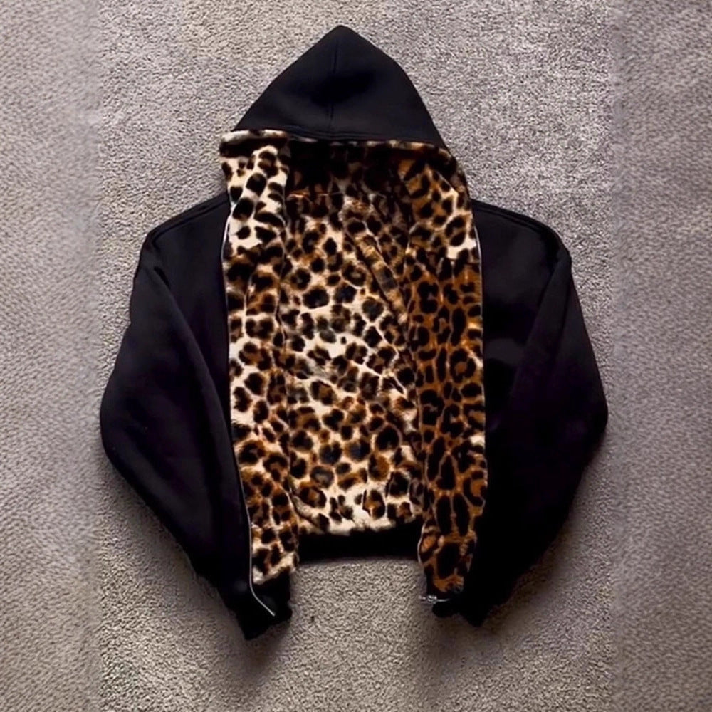 Wendebomberjacke für Damen mit Kapuze und Leopardenfutter, Produktbild 9