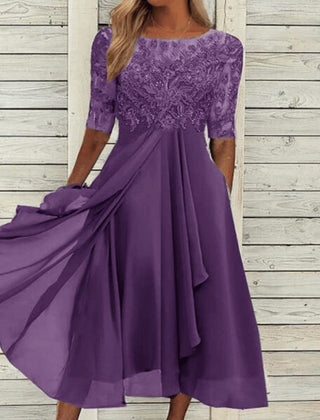 Midikleid Spitze Chiffonrock