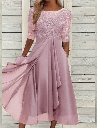 Midikleid Spitze Chiffonrock
