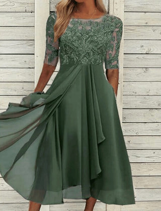 Midikleid Spitze Chiffonrock