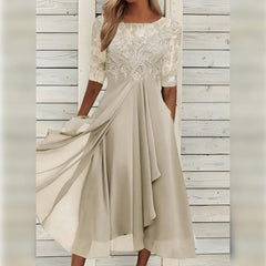Midikleid Spitze Chiffonrock