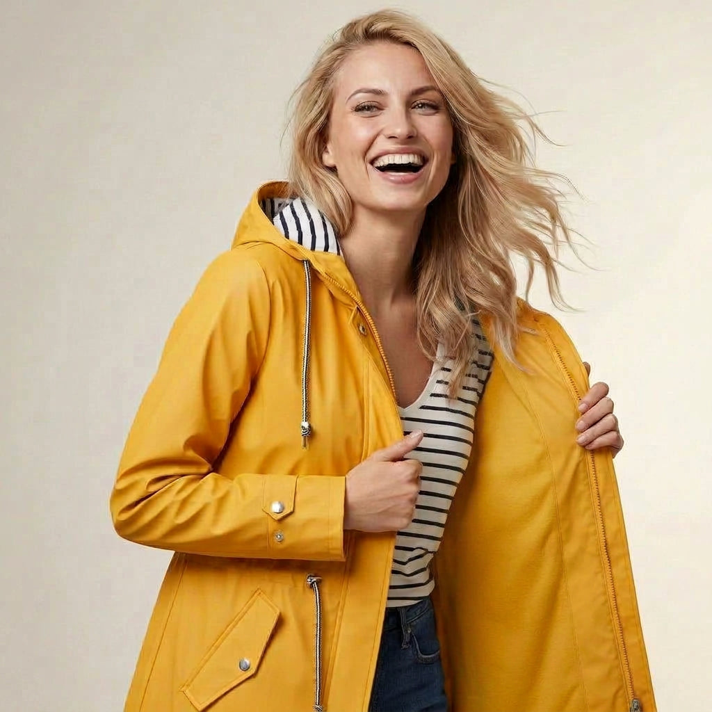 Taillierter Regenparka für Damen mit großer Kapuze, Produktbild 1