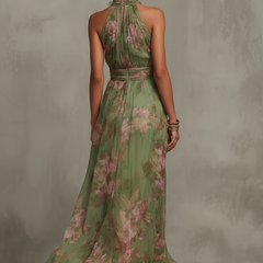 Neckholder Blumenkleid Damen Detailansicht