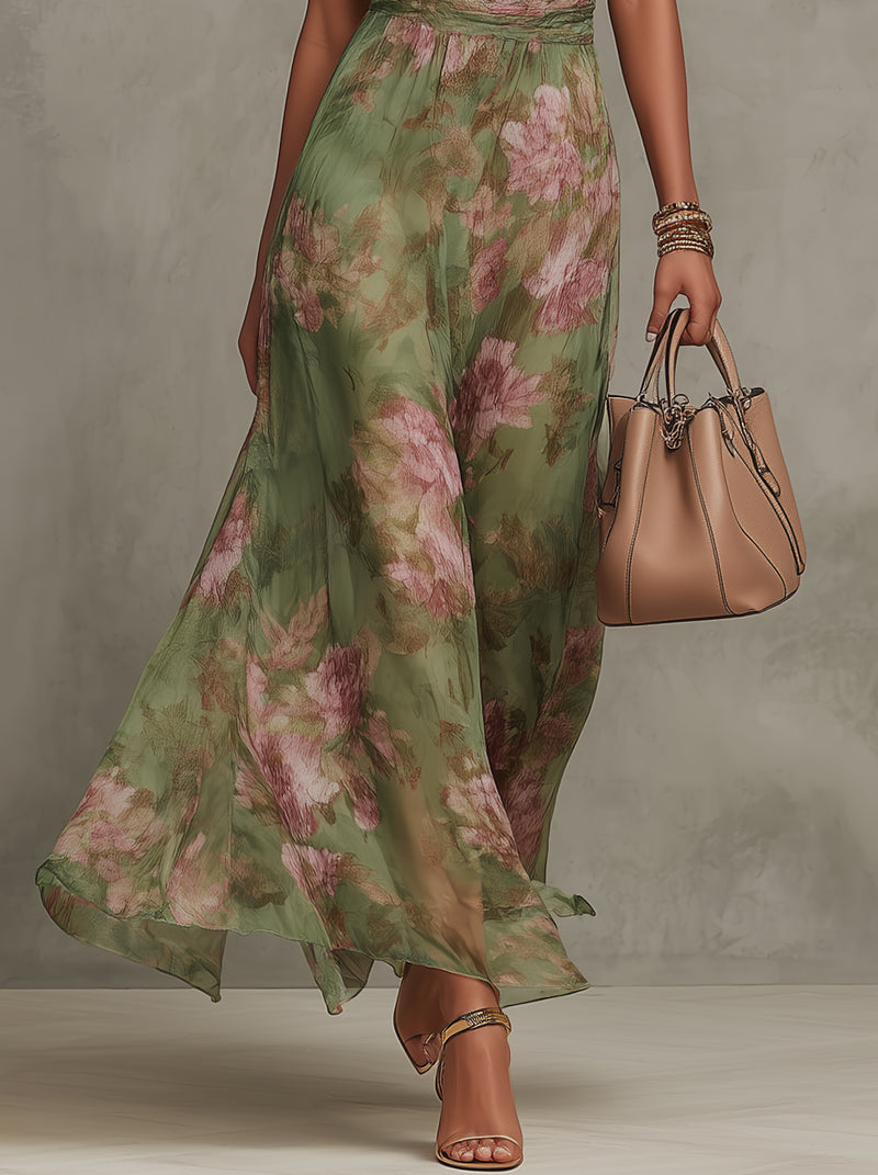 Neckholder Blumenkleid Damen Seitenansicht