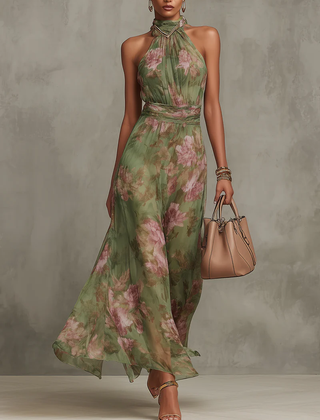 Neckholder Blumenkleid Damen
