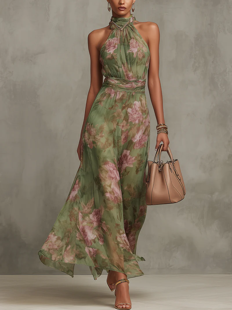 Neckholder Blumenkleid Damen