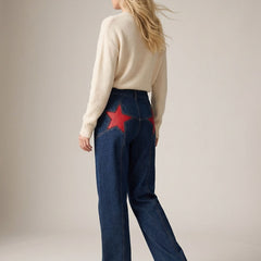 Weite Jeans für Damen mit Sternaufnäher und hohem Bund, Produktbild 6