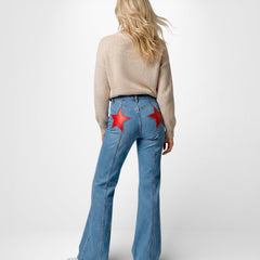 Weite Jeans für Damen mit Sternaufnäher und hohem Bund, Produktbild 9