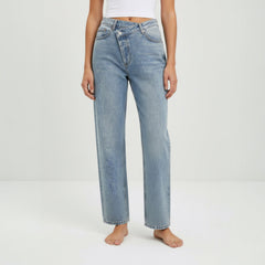 Weite Jeans für Damen mit asymmetrischem Bund, Produktbild 1