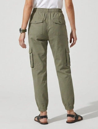 Cargohose für Damen mit elastischem Bund und Seitentaschen, Produktbild 3