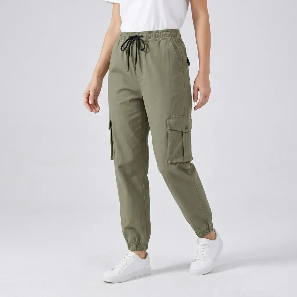 Cargohose für Damen mit elastischem Bund und Seitentaschen, Produktbild 4