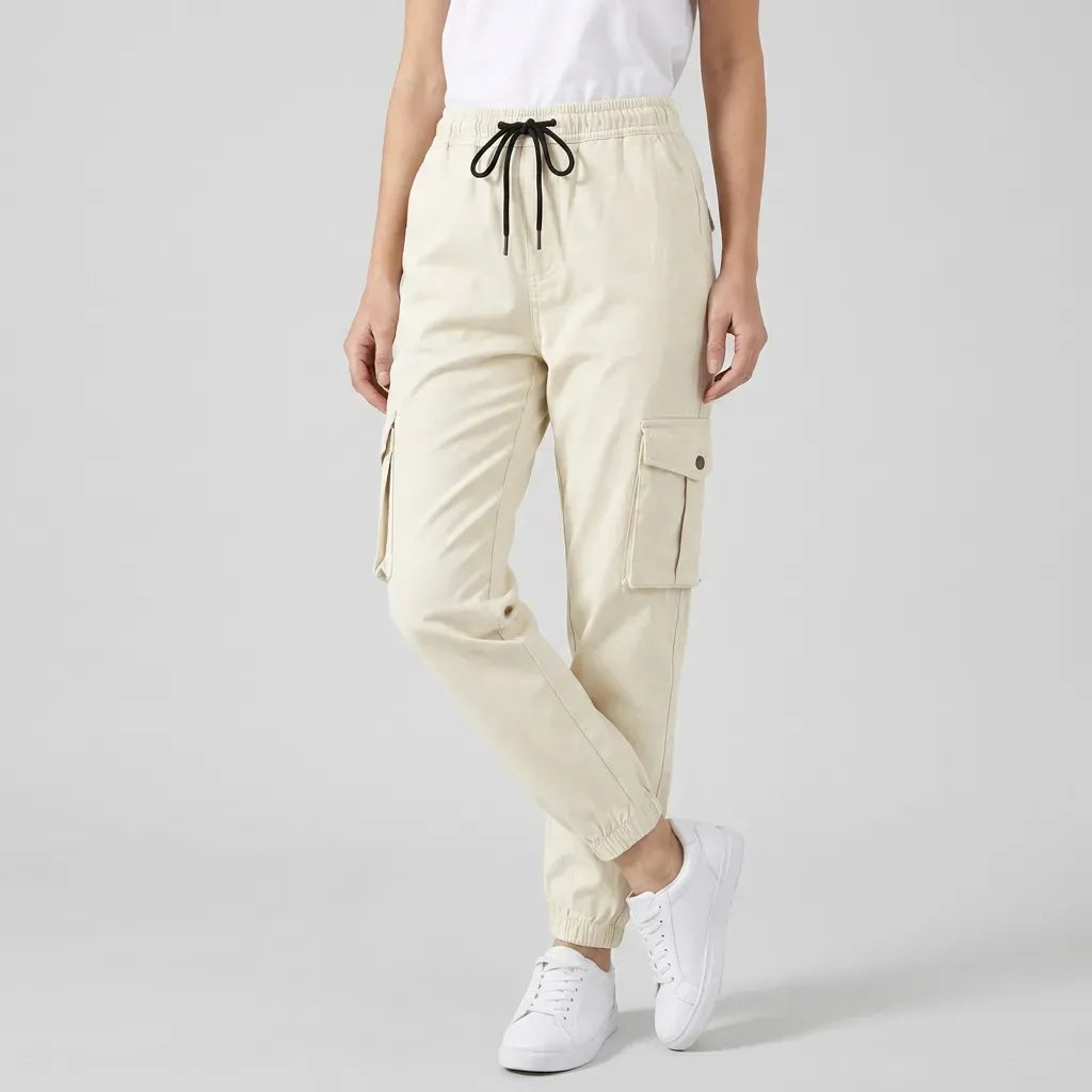 Cargohose für Damen mit elastischem Bund und Seitentaschen, Produktbild 1